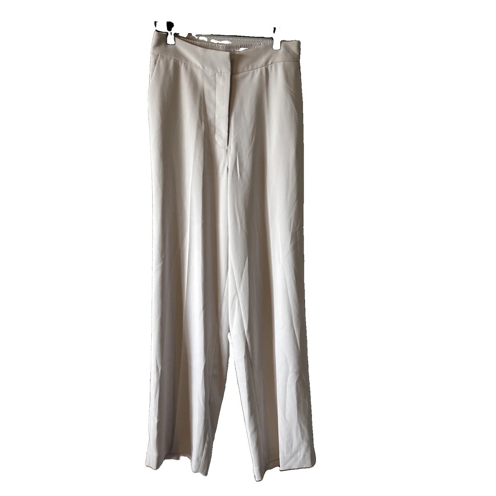 Quince Sand Stretch Crepe Classic Trousers Women's Wide Leg Pants Size 10